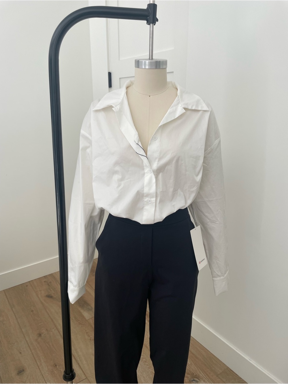 Relaxed White Collared Button Shirt Bodysuit